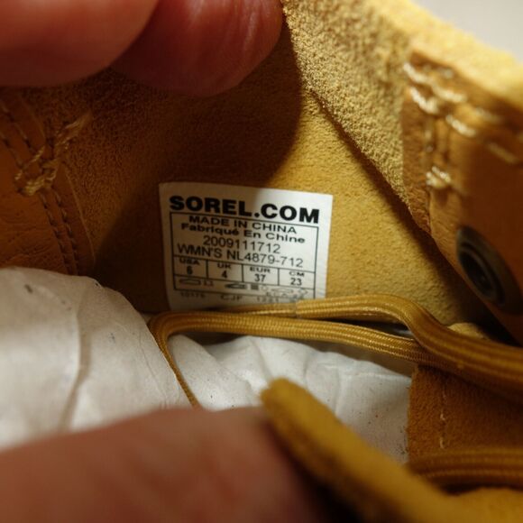 NEW Sorel Women's 6 Hi Line Lace Booties Boots Shoes Brown Geo Yellow Black - Picture 11 of 12